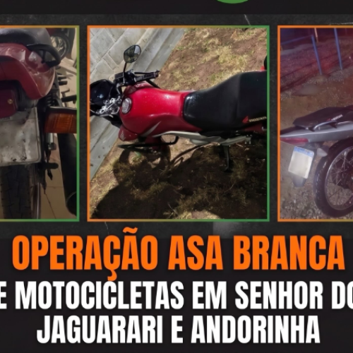 OPERAÇÃO ASA BRANCA APREENDE MOTOCICLETAS EM SENHOR DO BONFIM, ANDORINHA E JAGUARARI